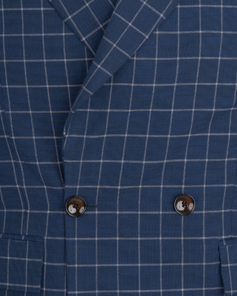 Rhino Blue Super fine Checkered Double Breasted Premium Cotton Suit ST1622-DB-2B-36, ST1622-DB-2B-38, ST1622-DB-2B-40, ST1622-DB-2B-42, ST1622-DB-2B-44, ST1622-DB-2B-46, ST1622-DB-2B-48, ST1622-DB-2B-50, ST1622-DB-2B-52, ST1622-DB-2B-54, ST1622-DB-2B-56, ST1622-DB-2B-58, ST1622-DB-2B-60