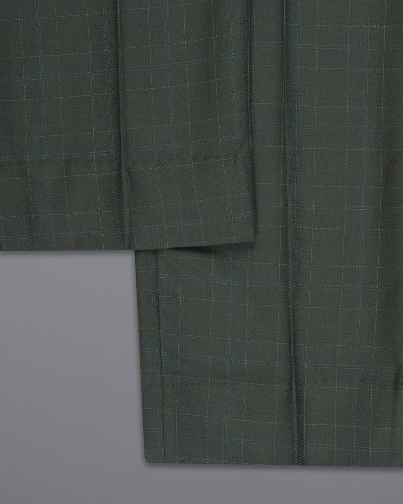 Dune Green Super fine Plaid Woolrich Cross buttoned Bandhgala Suit ST1627-CBG2-36, ST1627-CBG2-38, ST1627-CBG2-40, ST1627-CBG2-42, ST1627-CBG2-44, ST1627-CBG2-46, ST1627-CBG2-48, ST1627-CBG2-50, ST1627-CBG2-52, ST1627-CBG2-54, ST1627-CBG2-56, ST1627-CBG2-58, ST1627-CBG2-60