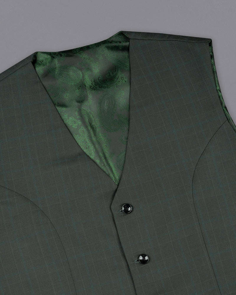 Dune Green Super fine Plaid Woolrich Cross buttoned Bandhgala Suit ST1627-CBG2-36, ST1627-CBG2-38, ST1627-CBG2-40, ST1627-CBG2-42, ST1627-CBG2-44, ST1627-CBG2-46, ST1627-CBG2-48, ST1627-CBG2-50, ST1627-CBG2-52, ST1627-CBG2-54, ST1627-CBG2-56, ST1627-CBG2-58, ST1627-CBG2-60