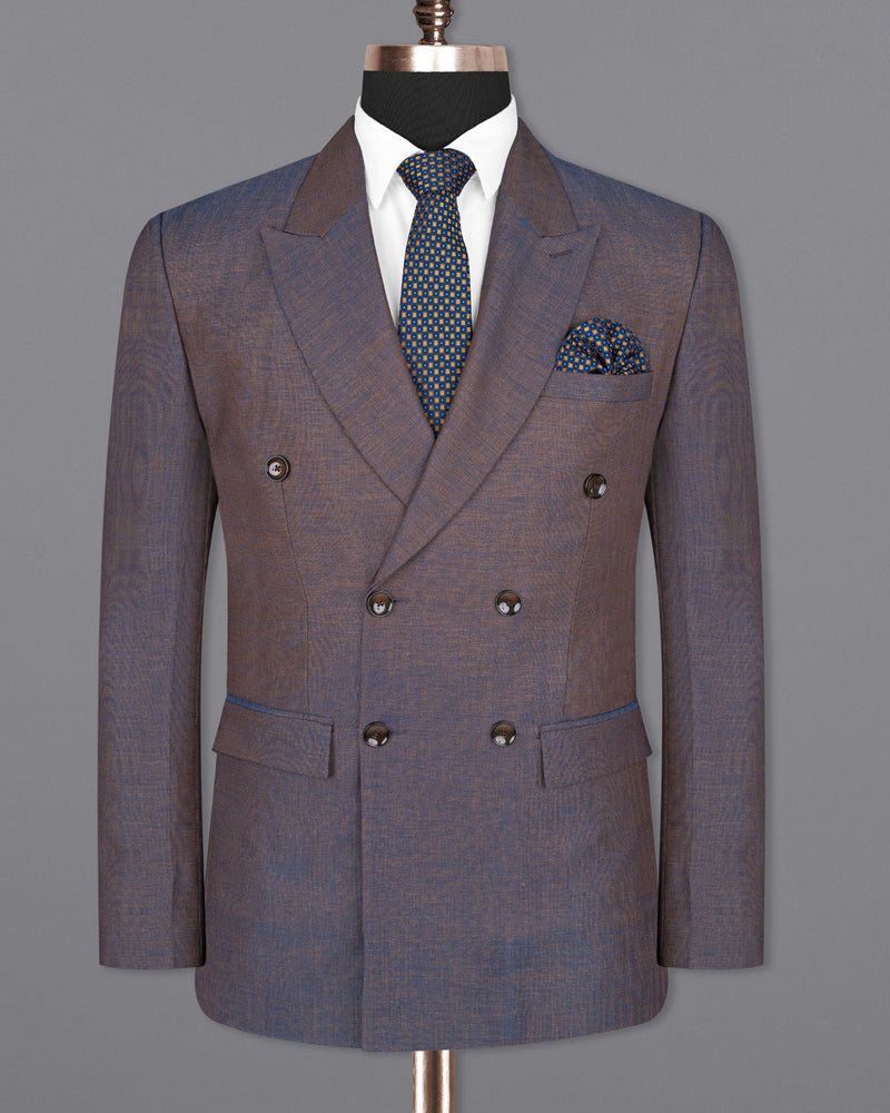 Brownish with Downriver Blue Two Tone Double Breasted Designer Suit ST1642-DB-36, ST1642-DB-38, ST1642-DB-40, ST1642-DB-42, ST1642-DB-44, ST1642-DB-46, ST1642-DB-48, ST1642-DB-50, ST1642-DB-52, ST1642-DB-54, ST1642-DB-56, ST1642-DB-58, ST1642-DB-60