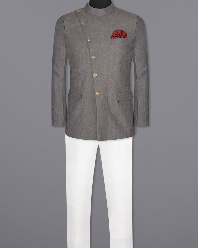 Sandstone Gray Cross Buttoned Bandhgala Designer Suit ST1647-CBG2-36, ST1647-CBG2-38, ST1647-CBG2-40, ST1647-CBG2-42, ST1647-CBG2-44, ST1647-CBG2-46, ST1647-CBG2-48, ST1647-CBG2-50, ST1647-CBG2-52, ST1647-CBG2-54, ST1647-CBG2-56, ST1647-CBG2-58, ST1647-CBG2-60