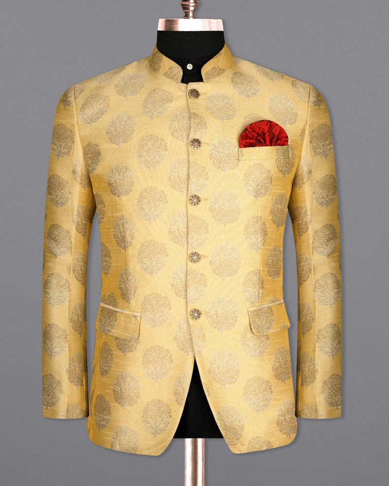 Turmeric Yellow Trees Printed Bandhgala Designer Suit ST1648-BG-36, ST1648-BG-38, ST1648-BG-40, ST1648-BG-42, ST1648-BG-44, ST1648-BG-46, ST1648-BG-48, ST1648-BG-50, ST1648-BG-52, ST1648-BG-54, ST1648-BG-56, ST1648-BG-58, ST1648-BG-60