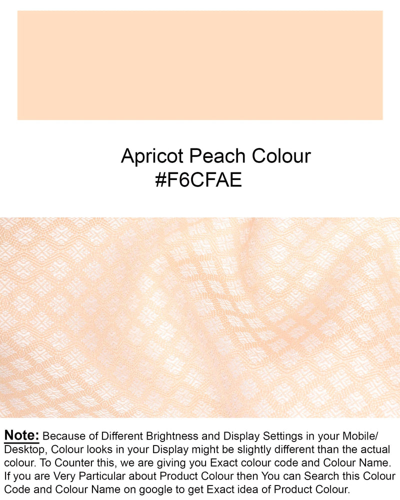 Apricot Peach Textured Bandhgala Designer Suit