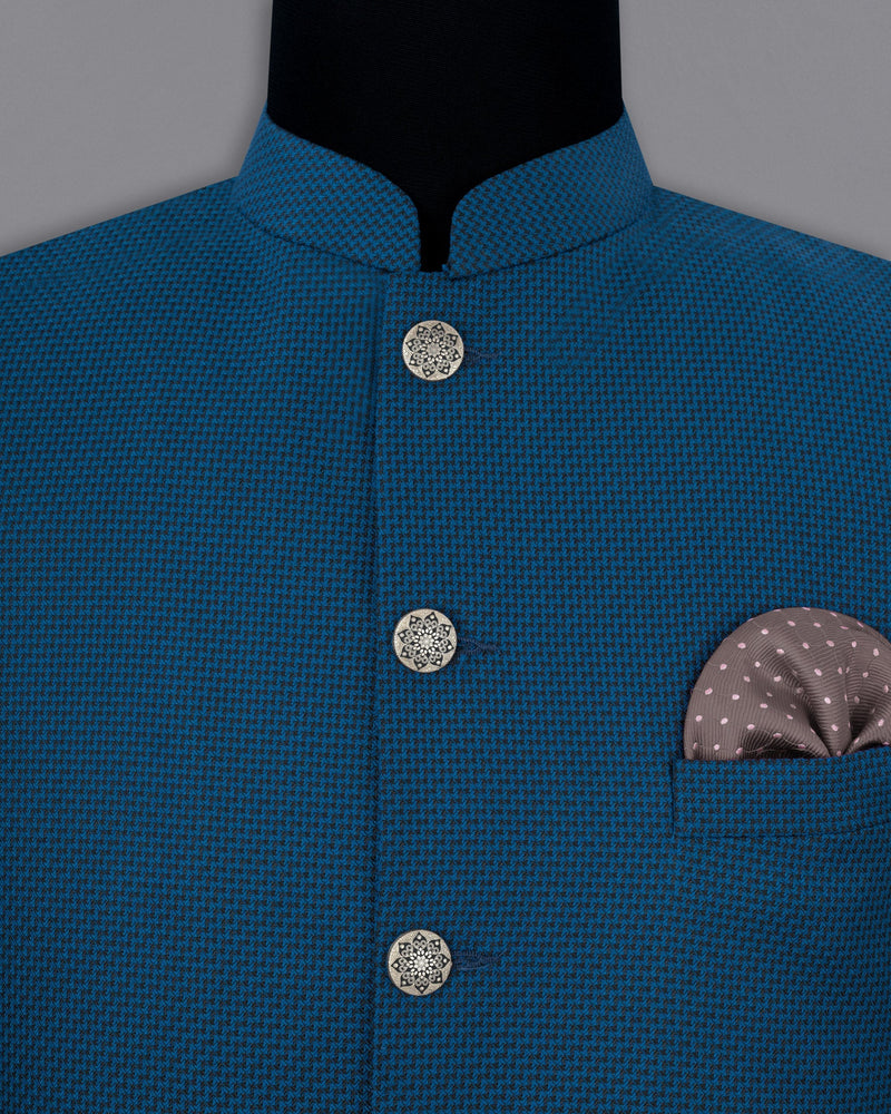 Orient Blue and Black Textured Cross-Buttoned Bandhgala Suit ST1751-CBG2-36, ST1751-CBG2-38, ST1751-CBG2-40, ST1751-CBG2-42, ST1751-CBG2-44, ST1751-CBG2-46, ST1751-CBG2-48, ST1751-CBG2-50, ST1751-CBG2-52, ST1751-CBG2-54, ST1751-CBG2-56, ST1751-CBG2-58, ST1751-CBG2-60