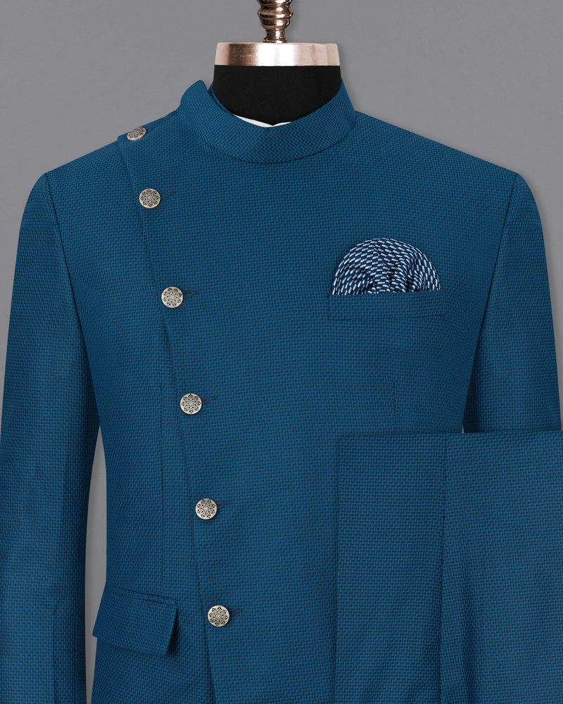 Orient Blue and Black Textured Cross-Buttoned Bandhgala Suit ST1751-CBG2-36, ST1751-CBG2-38, ST1751-CBG2-40, ST1751-CBG2-42, ST1751-CBG2-44, ST1751-CBG2-46, ST1751-CBG2-48, ST1751-CBG2-50, ST1751-CBG2-52, ST1751-CBG2-54, ST1751-CBG2-56, ST1751-CBG2-58, ST1751-CBG2-60