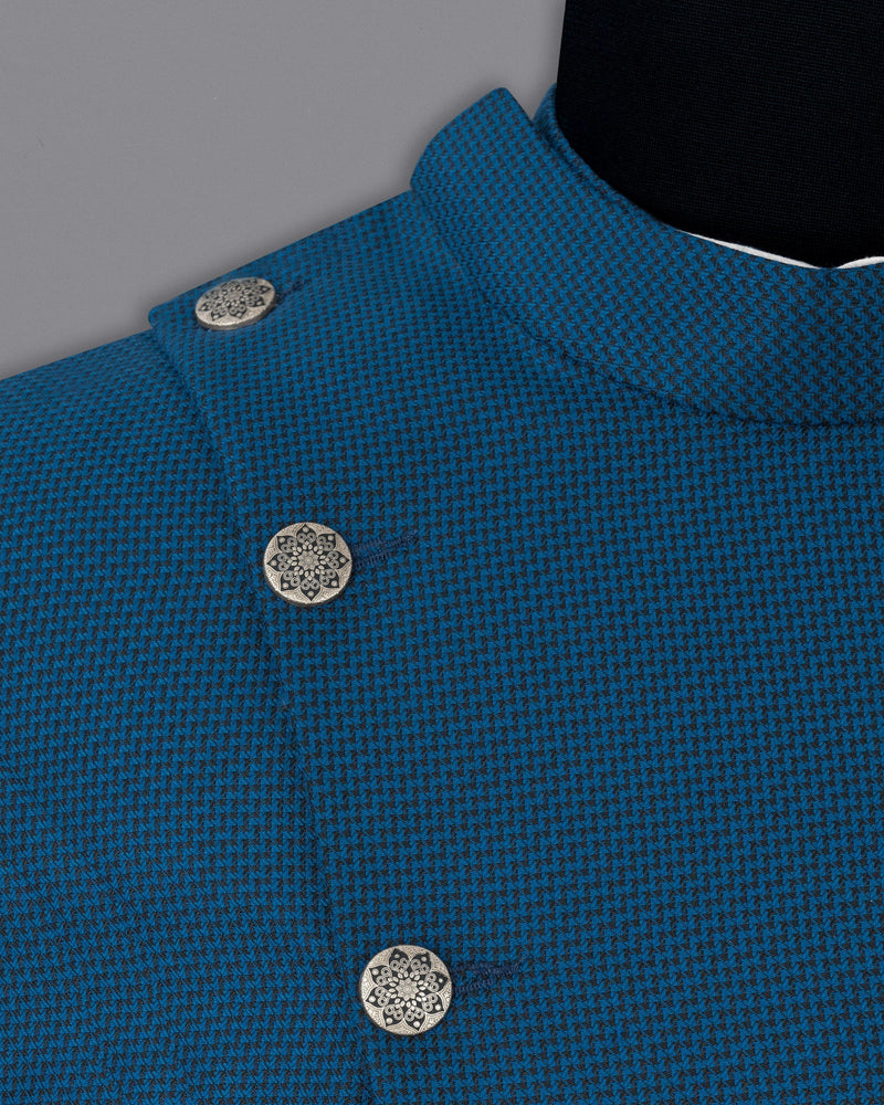 Orient Blue and Black Textured Cross-Buttoned Bandhgala Suit ST1751-CBG2-36, ST1751-CBG2-38, ST1751-CBG2-40, ST1751-CBG2-42, ST1751-CBG2-44, ST1751-CBG2-46, ST1751-CBG2-48, ST1751-CBG2-50, ST1751-CBG2-52, ST1751-CBG2-54, ST1751-CBG2-56, ST1751-CBG2-58, ST1751-CBG2-60