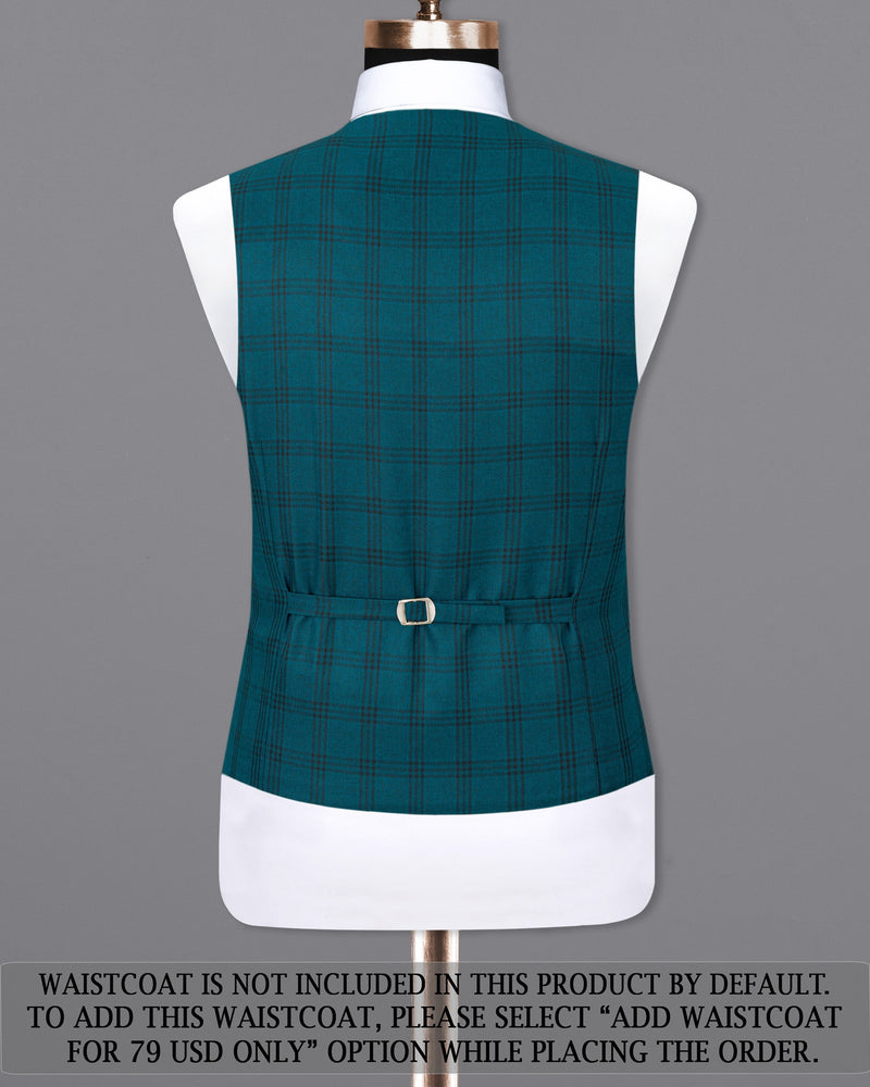 Deep Teal Plaid Double Breasted Suit