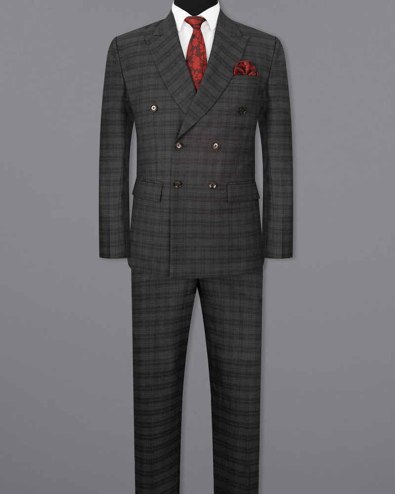 Iridium Grey Subtle Plaid Double Breasted Suit