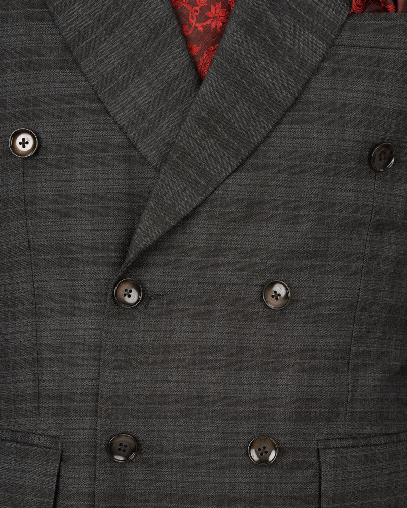 Iridium Grey Subtle Plaid Double Breasted Suit