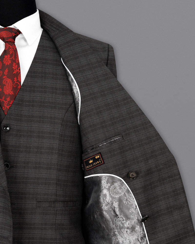 Iridium Grey Subtle Plaid Double Breasted Suit