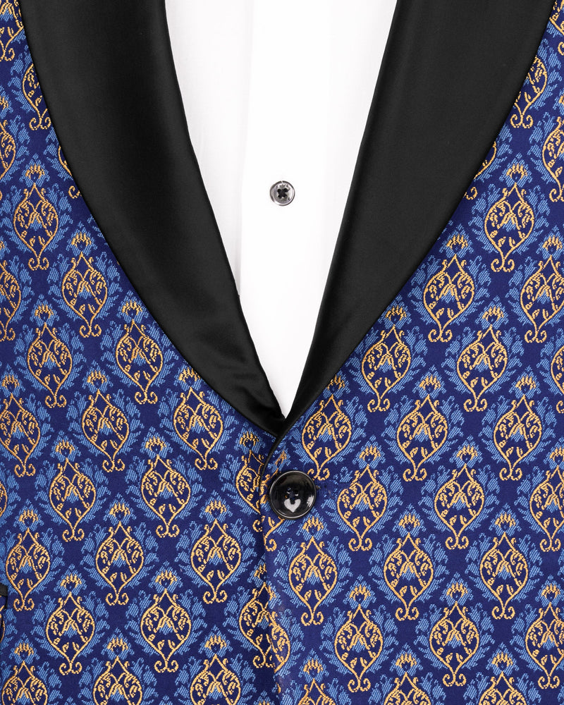 Downriver Blue Damask Textured Tuxedo Suit