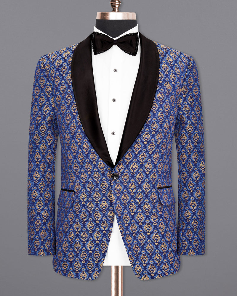 Downriver Blue Damask Textured Tuxedo Suit