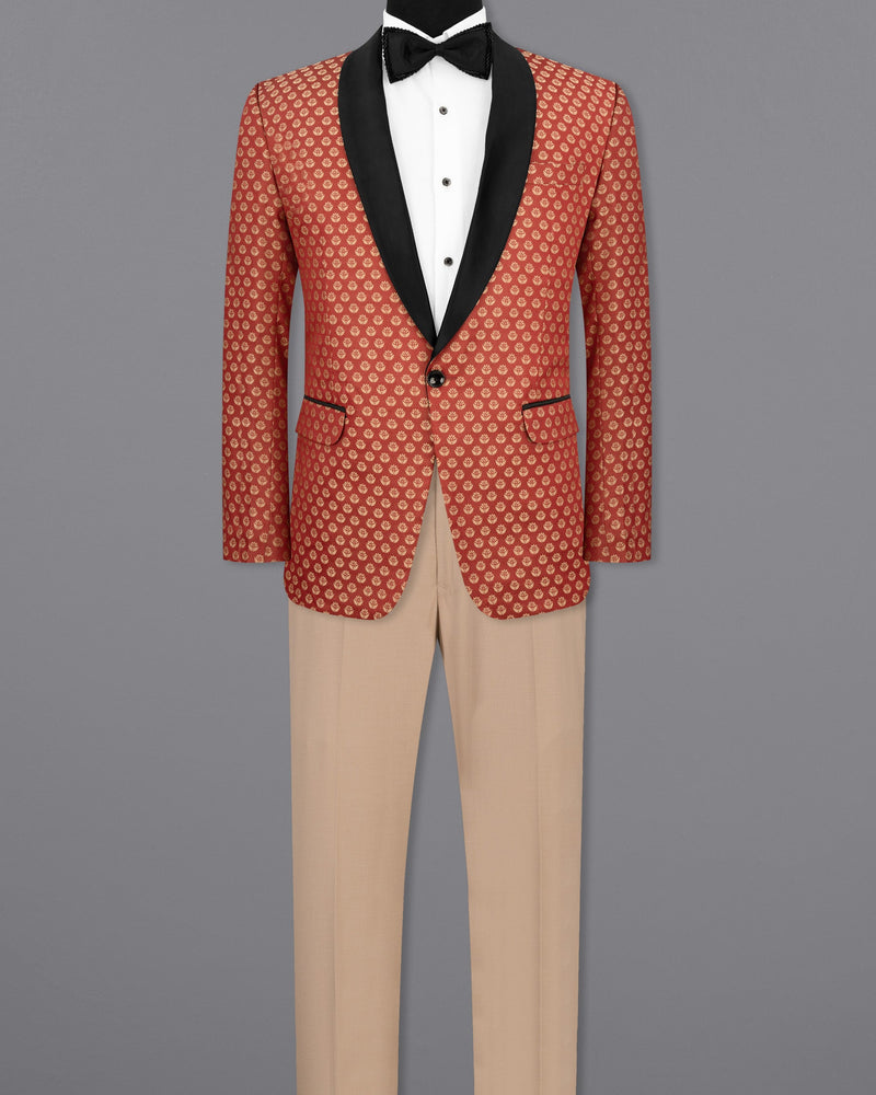 Terracotta with Chardonnay Floral Designer Tuxedo Suit