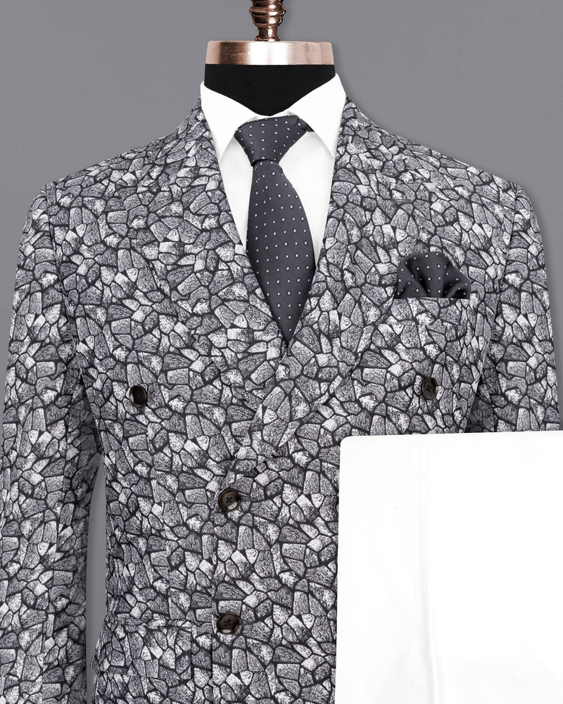 Charade Grey and White Double Breasted Designer Suit