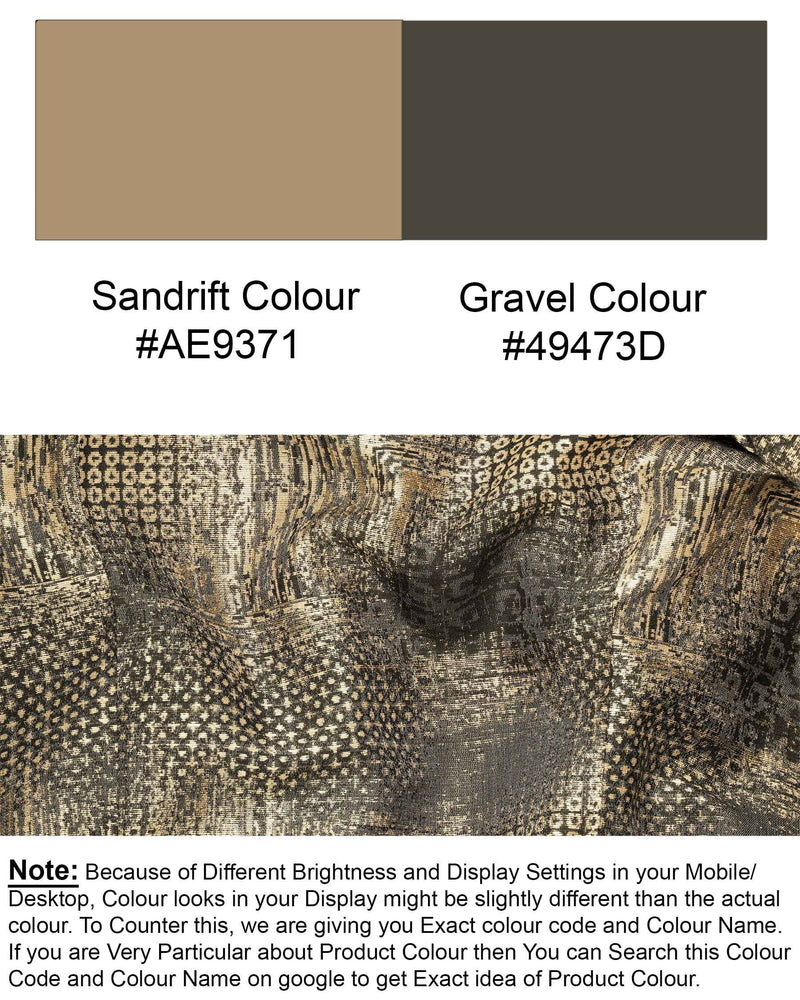 Sandrift and Gravel Cross-Button Bandhgala Designer Suit