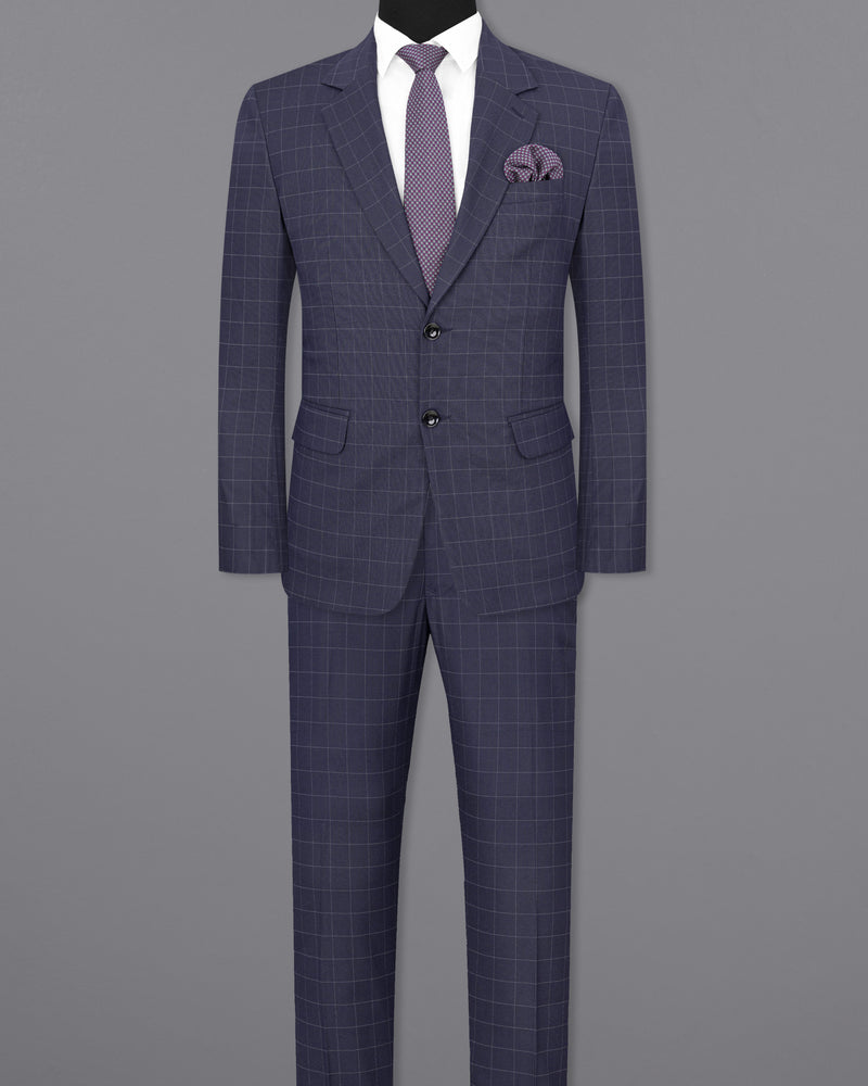 Gun Powder Blue windowpane Single Breasted Suit ST1835-SB-36, ST1835-SB-38, ST1835-SB-40, ST1835-SB-42, ST1835-SB-44, ST1835-SB-46, ST1835-SB-48, ST1835-SB-50, ST1835-SB-52, ST1835-SB-54, ST1835-SB-56, ST1835-SB-58, ST1835-SB-60