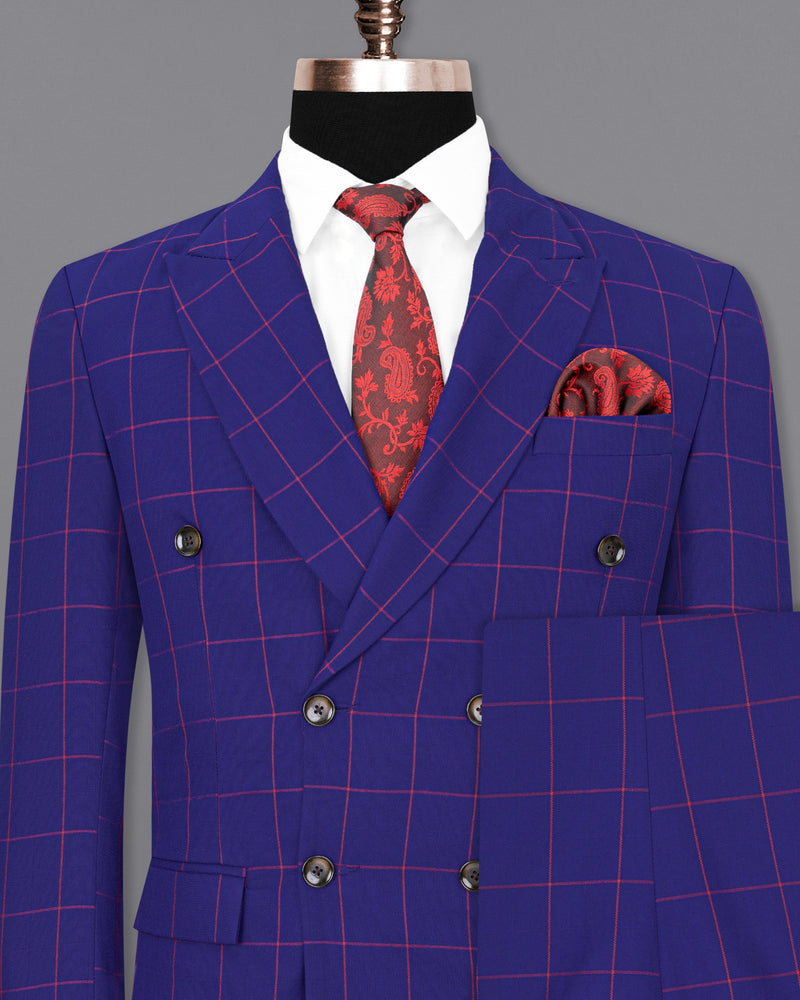 Minsk Blue Windowpane Double Breasted Suit ST1841-DB-36, ST1841-DB-38, ST1841-DB-40, ST1841-DB-42, ST1841-DB-44, ST1841-DB-46, ST1841-DB-48, ST1841-DB-50, ST1841-DB-52, ST1841-DB-54, ST1841-DB-56, ST1841-DB-58, ST1841-DB-60