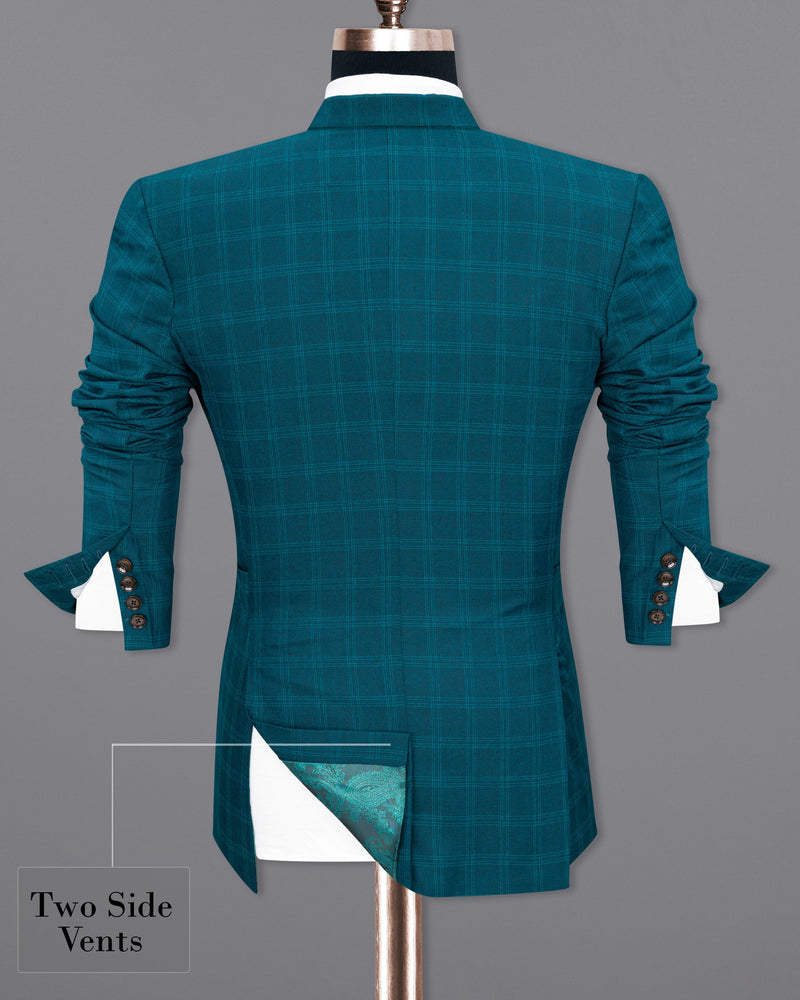 Dark Teal Plaid Double Breasted Strapped Suit ST1845-DB-D8-36, ST1845-DB-D8-38, ST1845-DB-D8-40, ST1845-DB-D8-42, ST1845-DB-D8-44, ST1845-DB-D8-46, ST1845-DB-D8-48, ST1845-DB-D8-50, ST1845-DB-D8-52, ST1845-DB-D8-54, ST1845-DB-D8-56, ST1845-DB-D8-58, ST1845-DB-D8-60