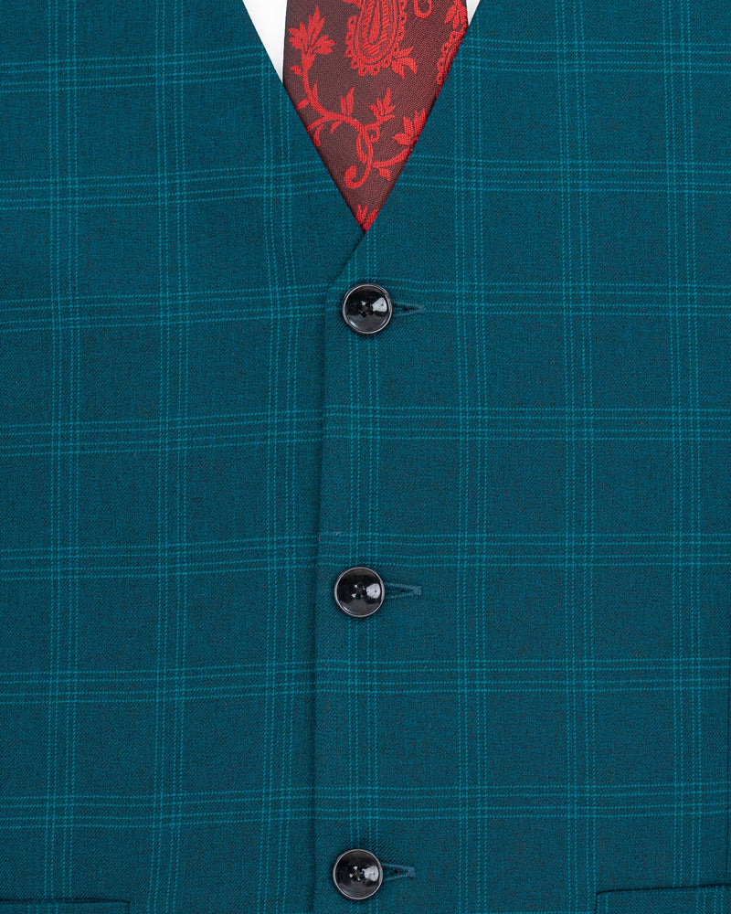 Dark Teal Plaid Double Breasted Strapped Suit ST1845-DB-D8-36, ST1845-DB-D8-38, ST1845-DB-D8-40, ST1845-DB-D8-42, ST1845-DB-D8-44, ST1845-DB-D8-46, ST1845-DB-D8-48, ST1845-DB-D8-50, ST1845-DB-D8-52, ST1845-DB-D8-54, ST1845-DB-D8-56, ST1845-DB-D8-58, ST1845-DB-D8-60