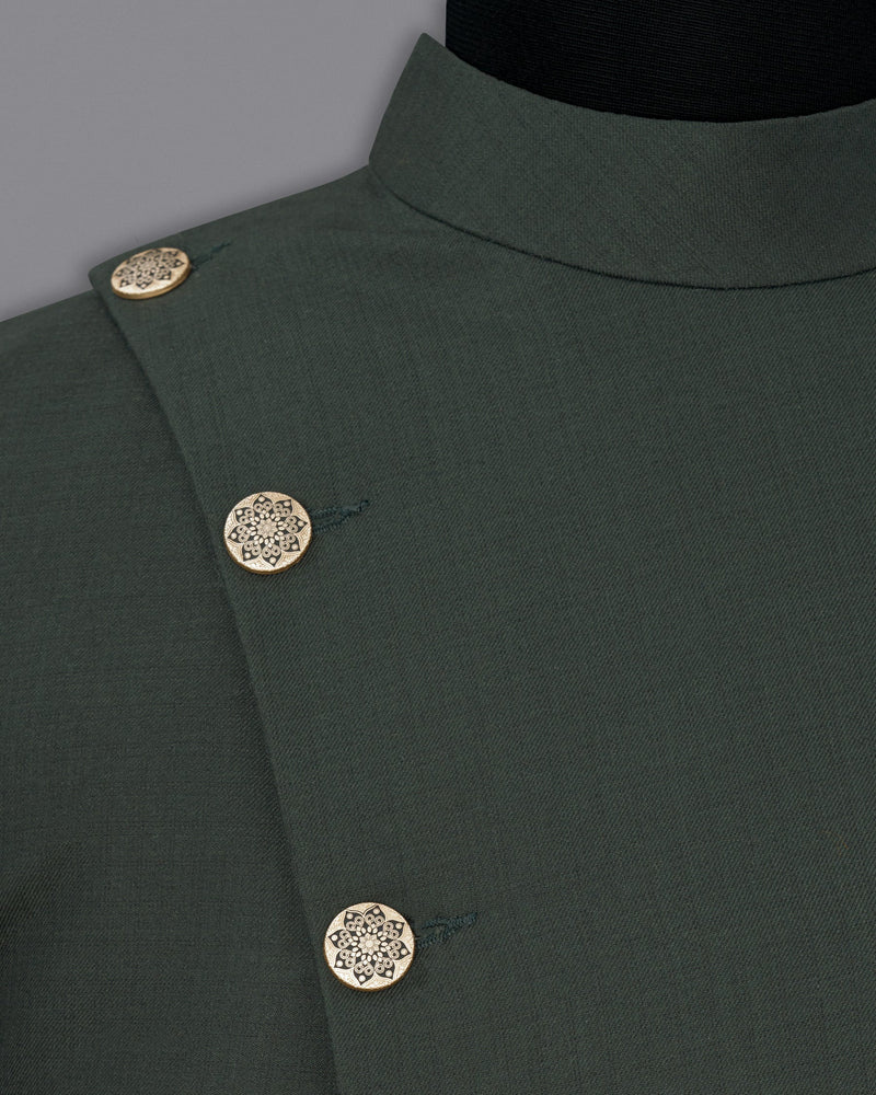 Heavy Metal Green Cross Buttoned Bandhgala Suit ST1847-CBG2-36, ST1847-CBG2-38, ST1847-CBG2-40, ST1847-CBG2-42, ST1847-CBG2-44, ST1847-CBG2-46, ST1847-CBG2-48, ST1847-CBG2-50, ST1847-CBG2-52, ST1847-CBG2-54, ST1847-CBG2-56, ST1847-CBG2-58, ST1847-CBG2-60