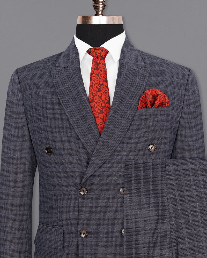 Gravel Gray Plaid Double Breasted Suit ST1851-DB-36, ST1851-DB-38, ST1851-DB-40, ST1851-DB-42, ST1851-DB-44, ST1851-DB-46, ST1851-DB-48, ST1851-DB-50, ST1851-DB-52, ST1851-DB-54, ST1851-DB-56, ST1851-DB-58, ST1851-DB-60