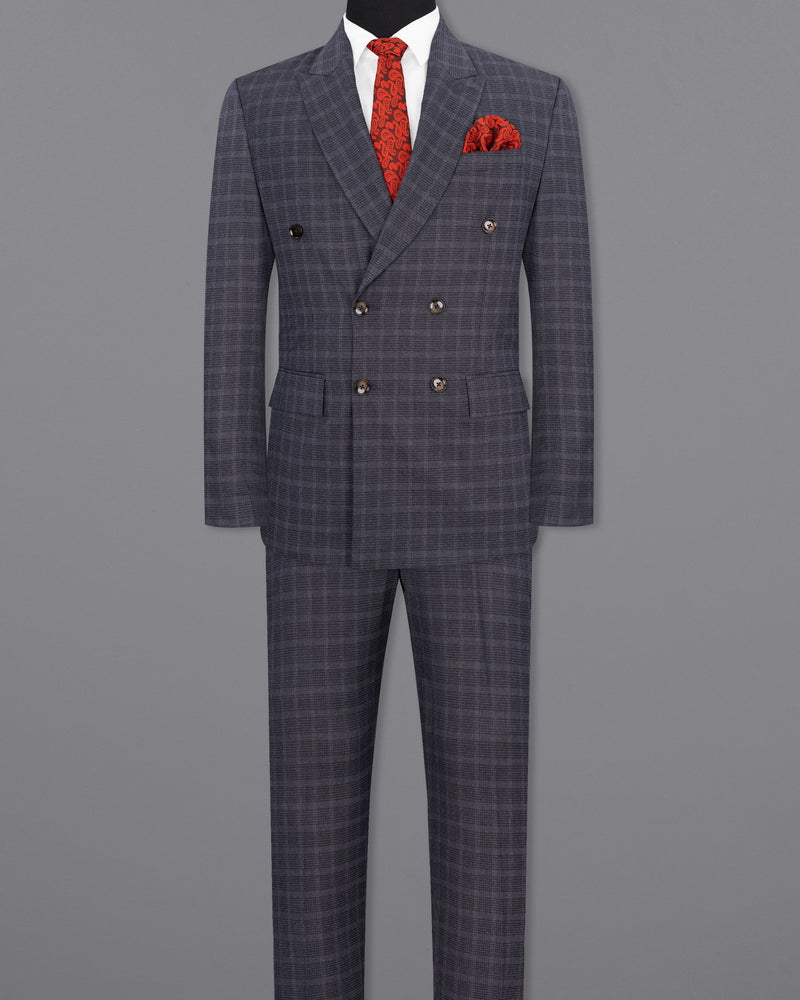 Gravel Gray Plaid Double Breasted Suit ST1851-DB-36, ST1851-DB-38, ST1851-DB-40, ST1851-DB-42, ST1851-DB-44, ST1851-DB-46, ST1851-DB-48, ST1851-DB-50, ST1851-DB-52, ST1851-DB-54, ST1851-DB-56, ST1851-DB-58, ST1851-DB-60