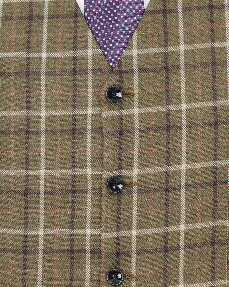 Sandstone Brown Plaid Double Breasted Suit