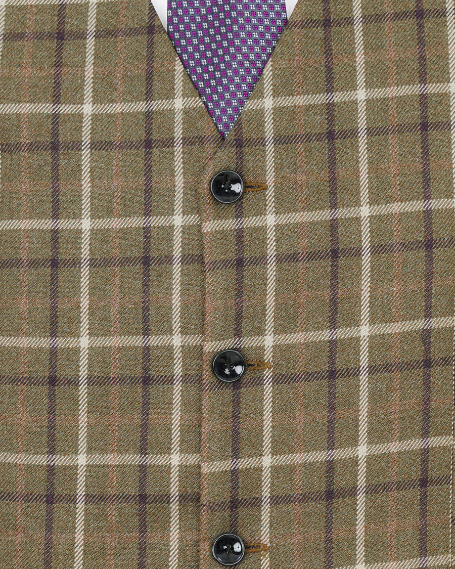 Sandstone Brown Plaid Double Breasted Suit