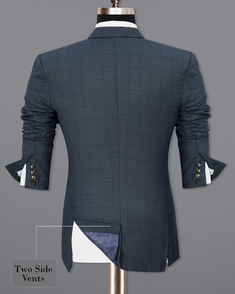 lridium with mirage plaid Windowpane Double Breasted Suit