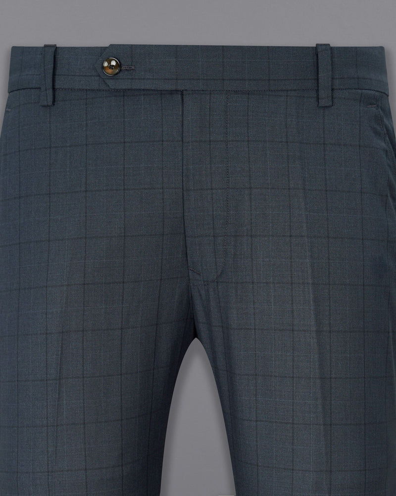 lridium with mirage plaid Windowpane Double Breasted Suit