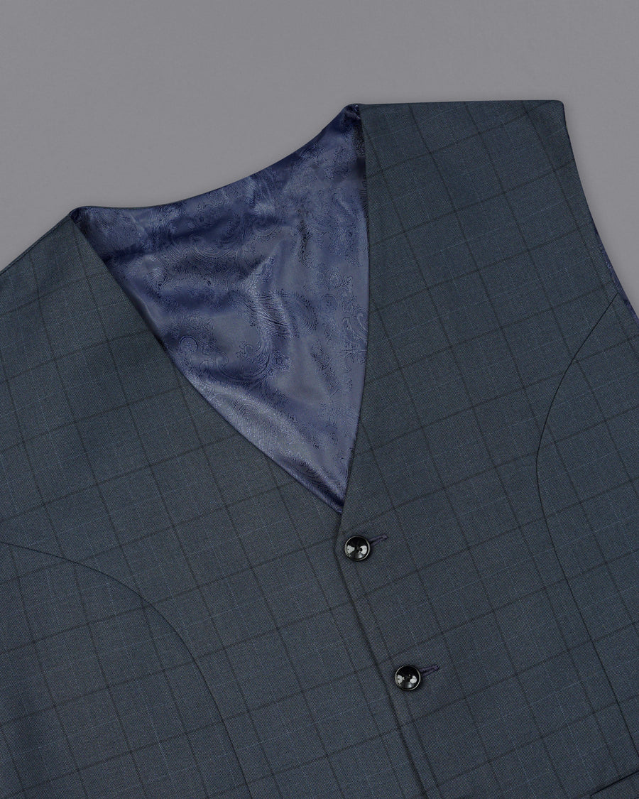 lridium with mirage plaid Windowpane Double Breasted Suit