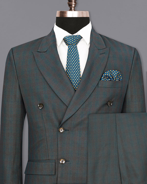 lridium With Emperor Subtle Plaid Double Breasted Suit