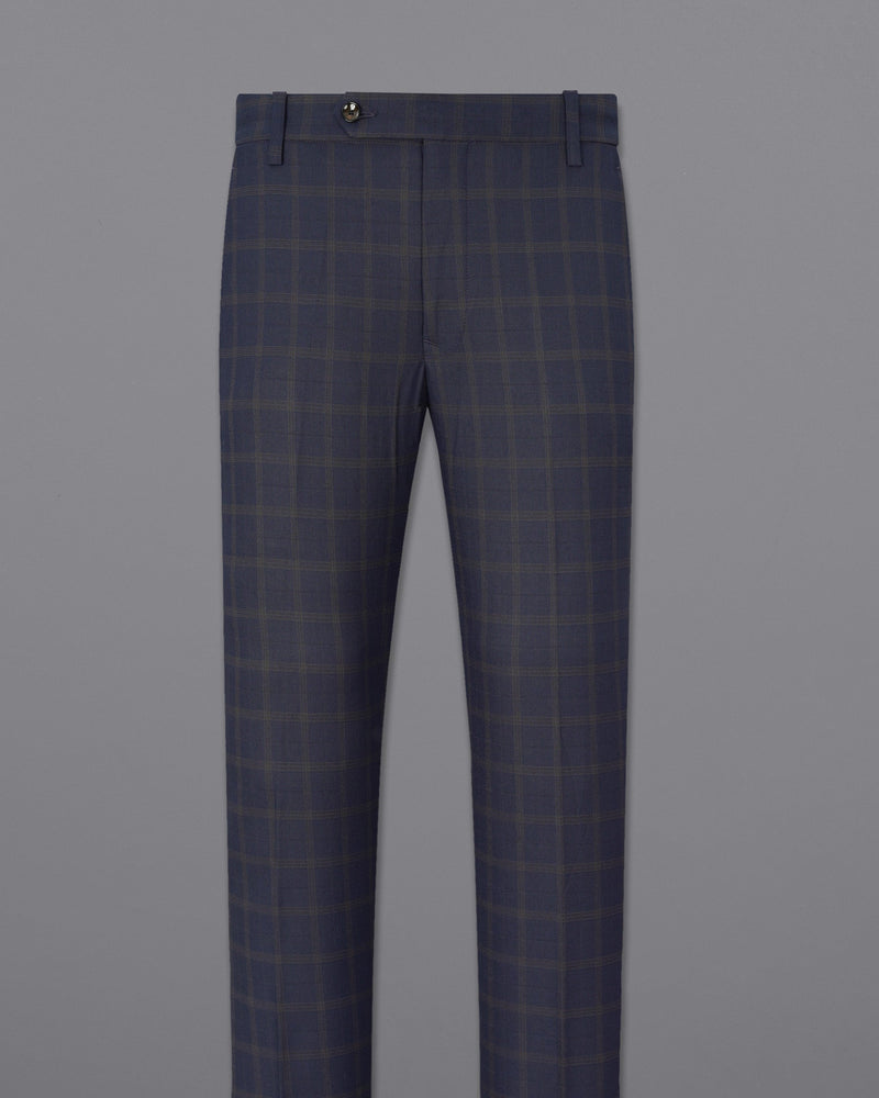 Gunmetal Blue windowpane Double Breasted Suit