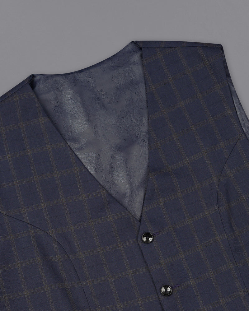 Gunmetal Blue windowpane Double Breasted Suit