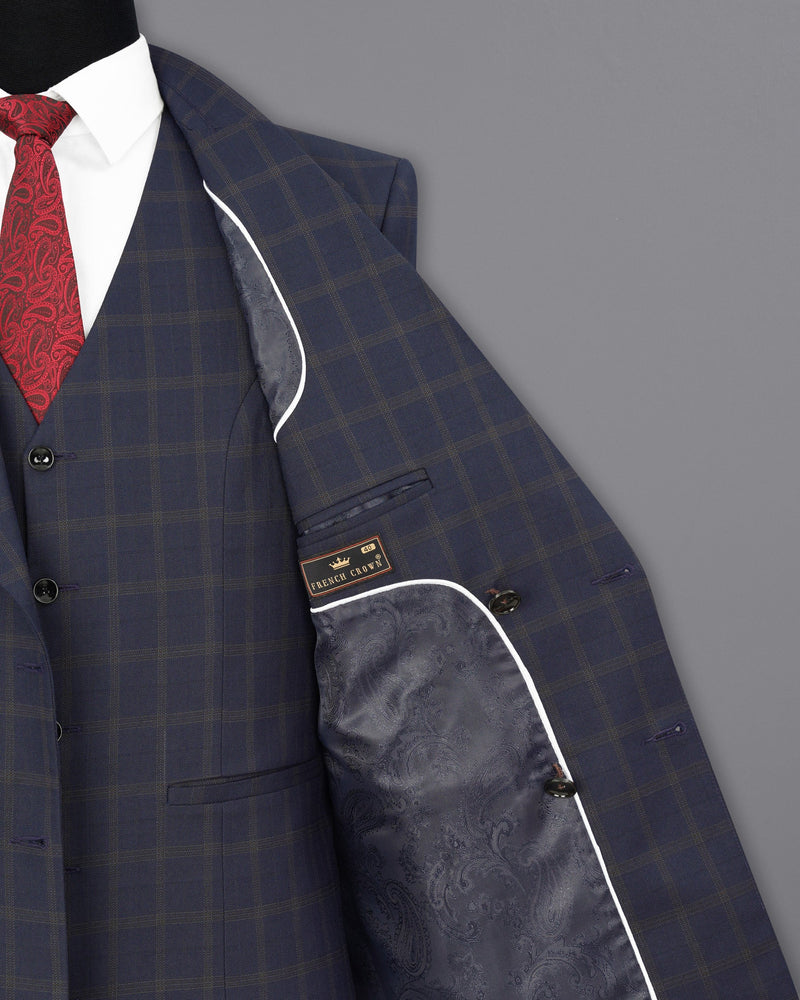 Gunmetal Blue windowpane Double Breasted Suit