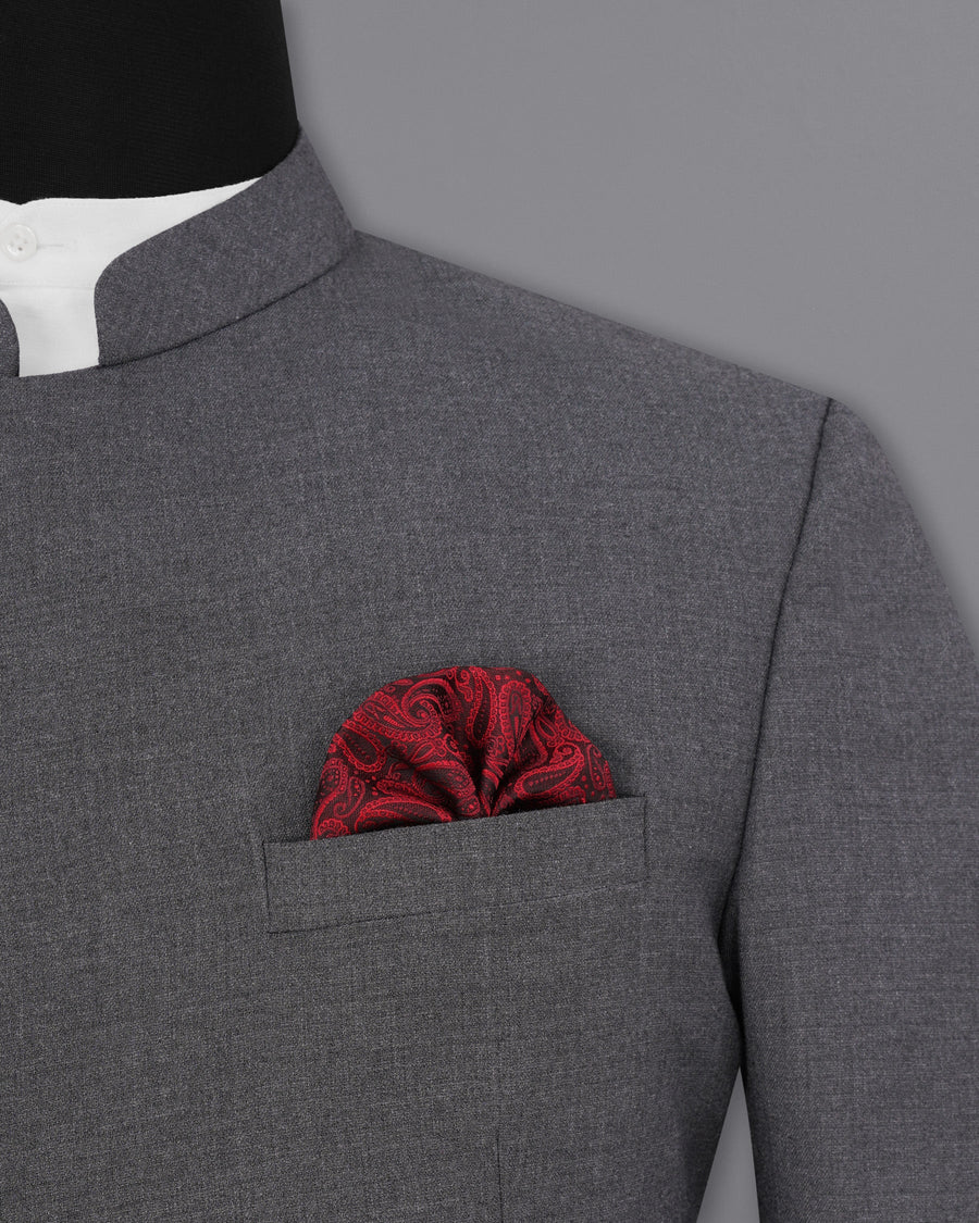 Vampire Gray Cross Buttoned Bandhgala Suit