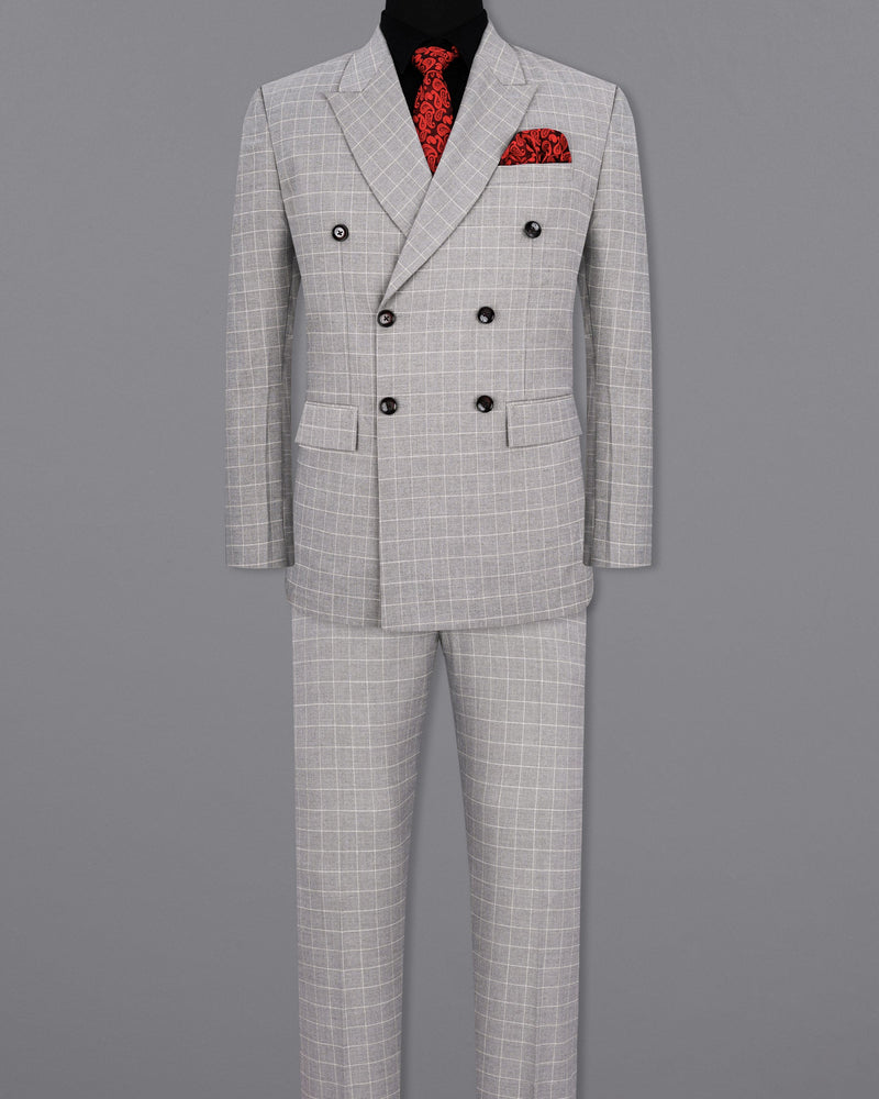 Hurricane Gray Windowpane Double Breasted Suit