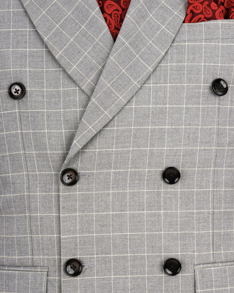 Hurricane Gray Windowpane Double Breasted Suit