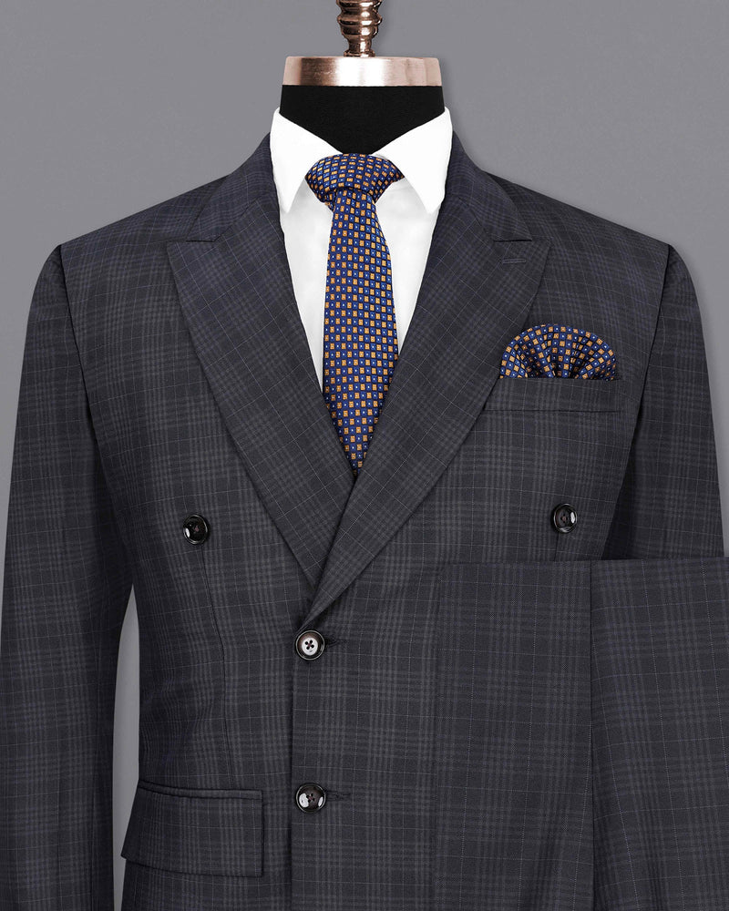 Rangoon Black Plaid Double Breasted Suit