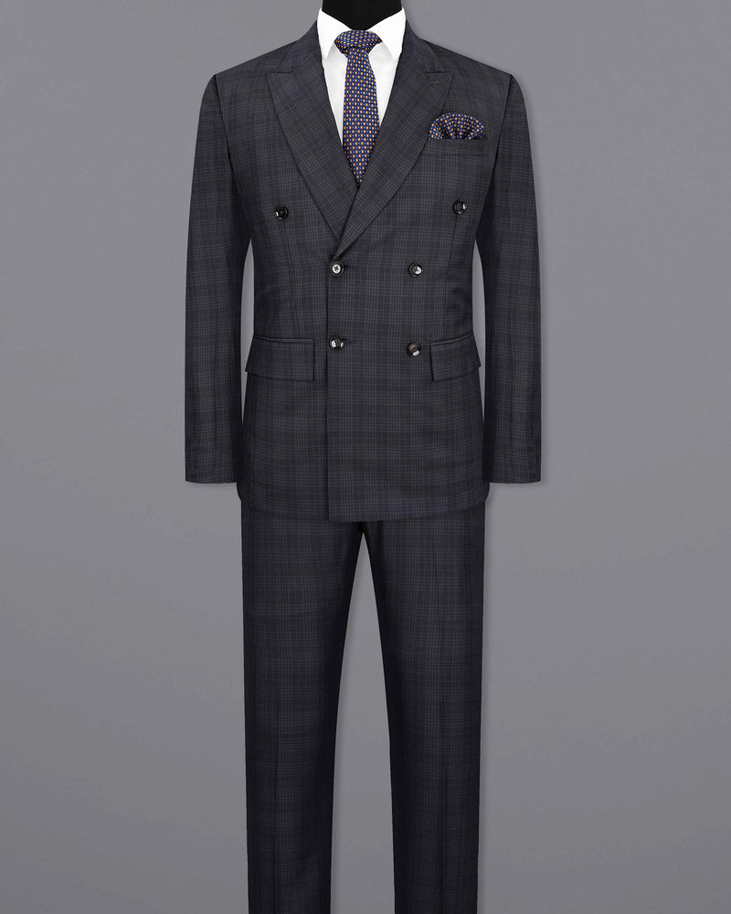 Rangoon Black Plaid Double Breasted Suit