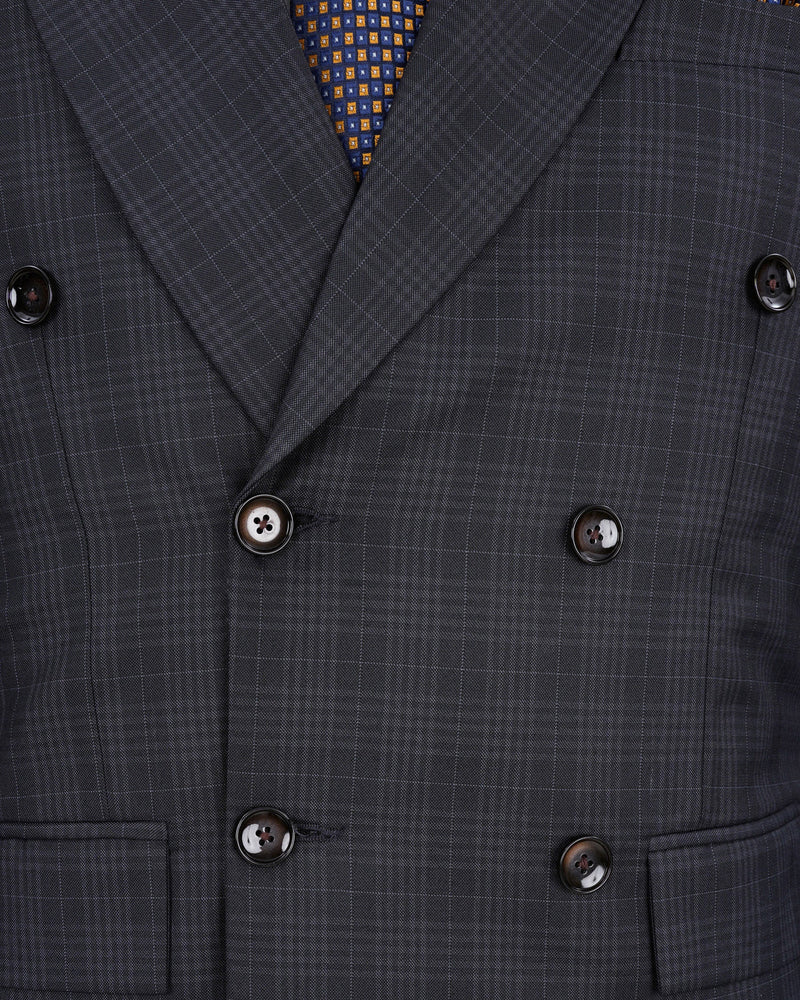 Rangoon Black Plaid Double Breasted Suit