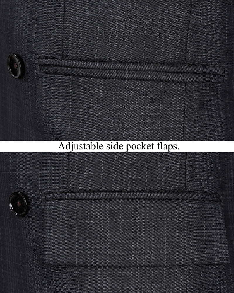 Rangoon Black Plaid Double Breasted Suit