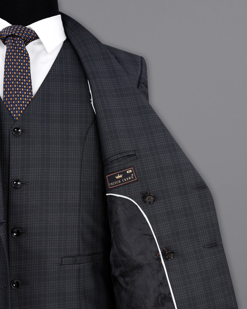 Rangoon Black Plaid Double Breasted Suit