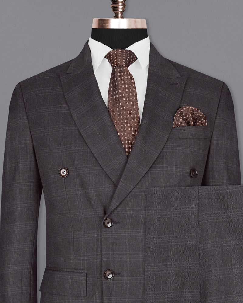 Tuatara Gray Subtle windowpanew Double Breasted Suit