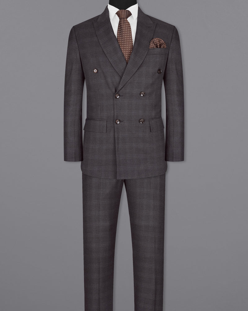 Tuatara Gray Subtle windowpanew Double Breasted Suit