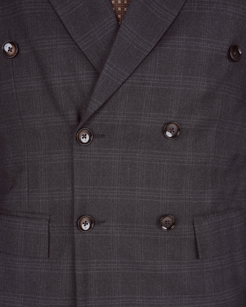 Tuatara Gray Subtle windowpanew Double Breasted Suit