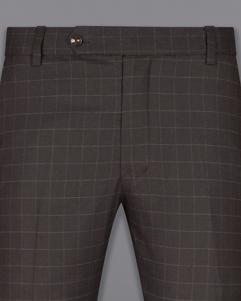 Thunder Brown windowpane Double Breasted Suit