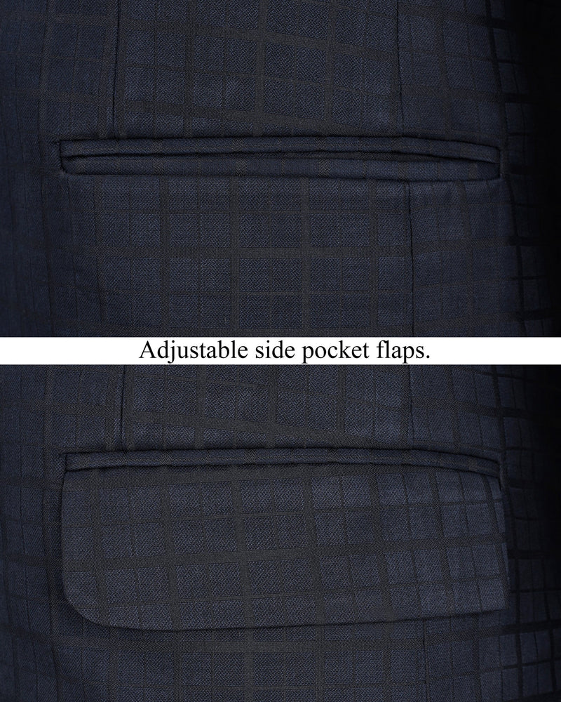 Bleached Cedar Navy Blue subtle Plaid Single Breasted Suit