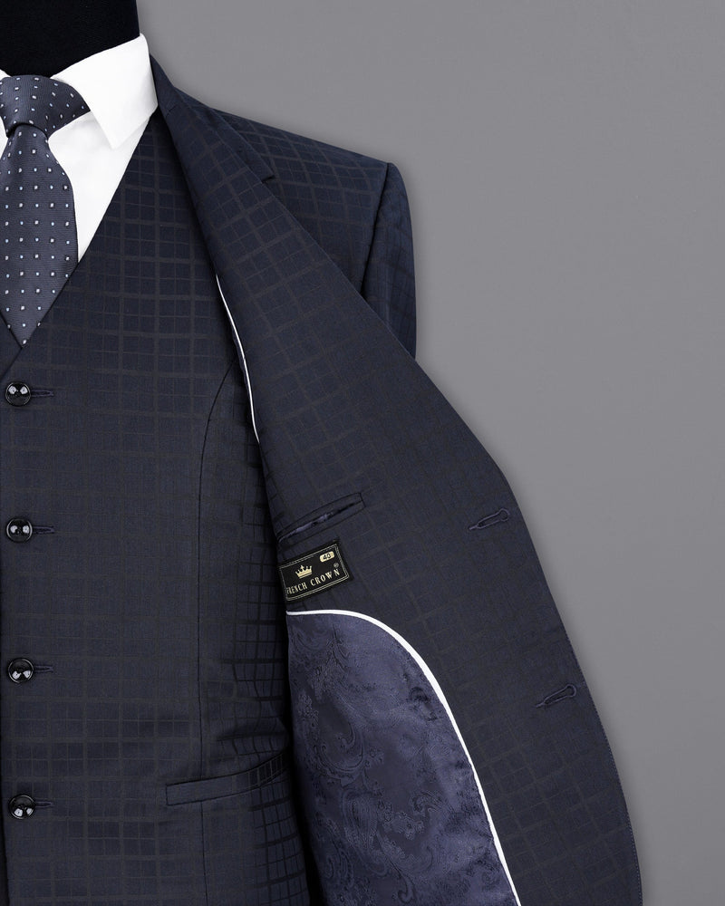 Bleached Cedar Navy Blue subtle Plaid Single Breasted Suit