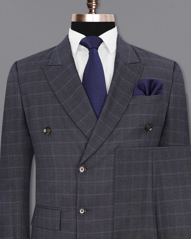 Thunder Gray Plaid Double-Breasted Suit